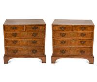A Pair of George I Style Burl Walnut Chests of Drawers