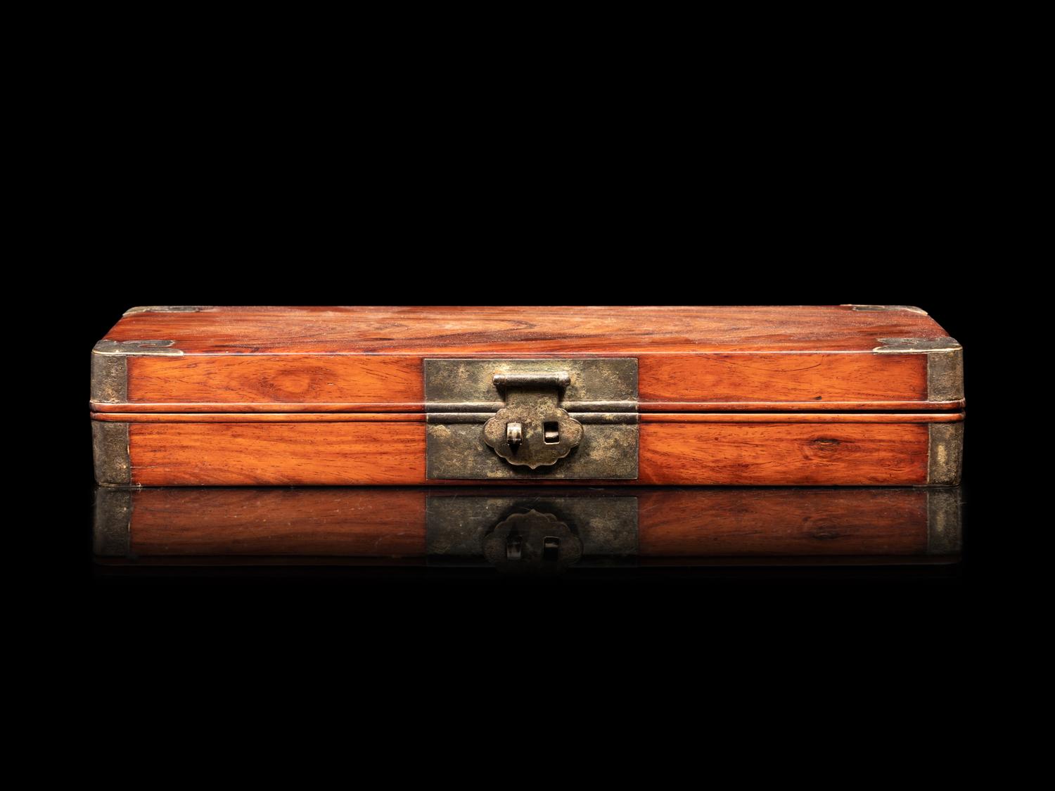 Four Hardwood Brushpots and a Document Box