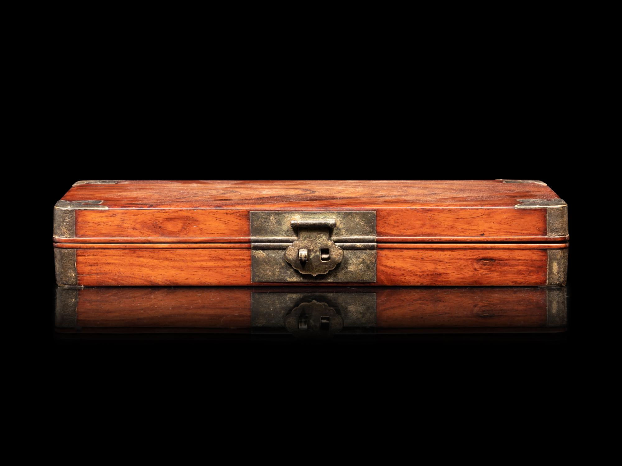Four Hardwood Brushpots and a Document Box