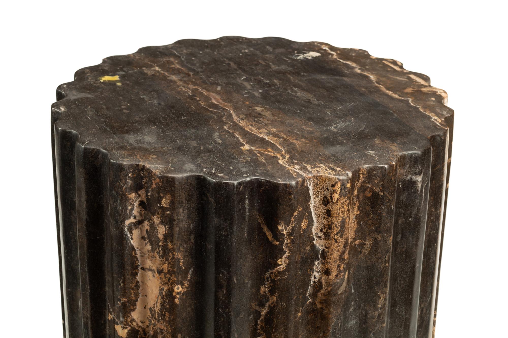 A Pair of Bronze Mounted Marble Pedestals