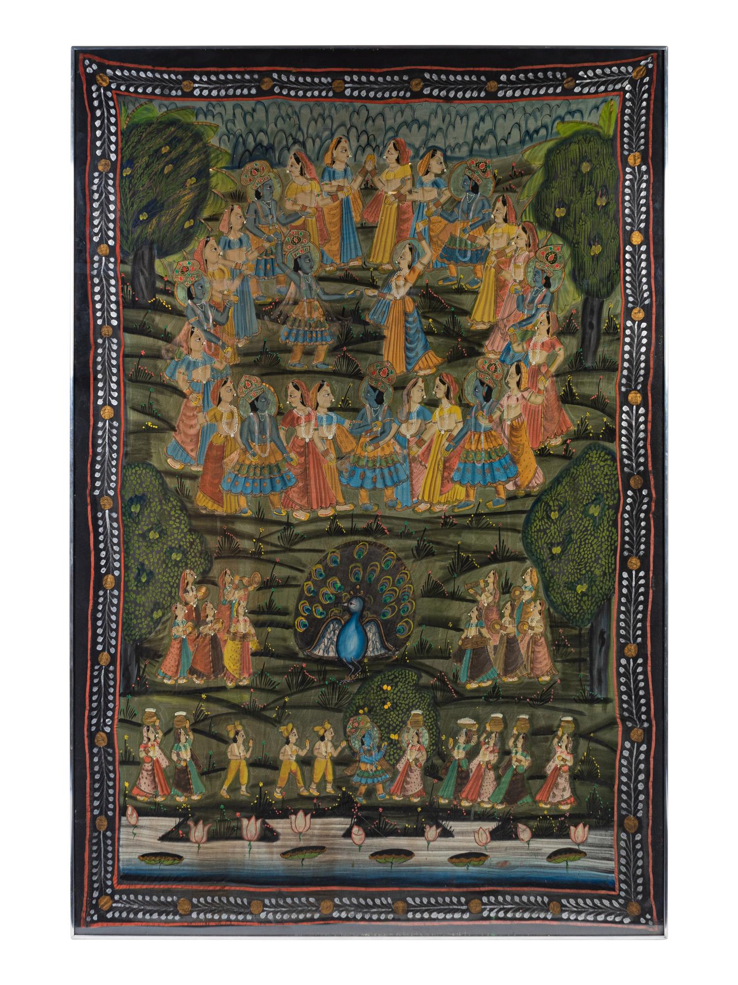 A Framed Indian Painting on Silk
