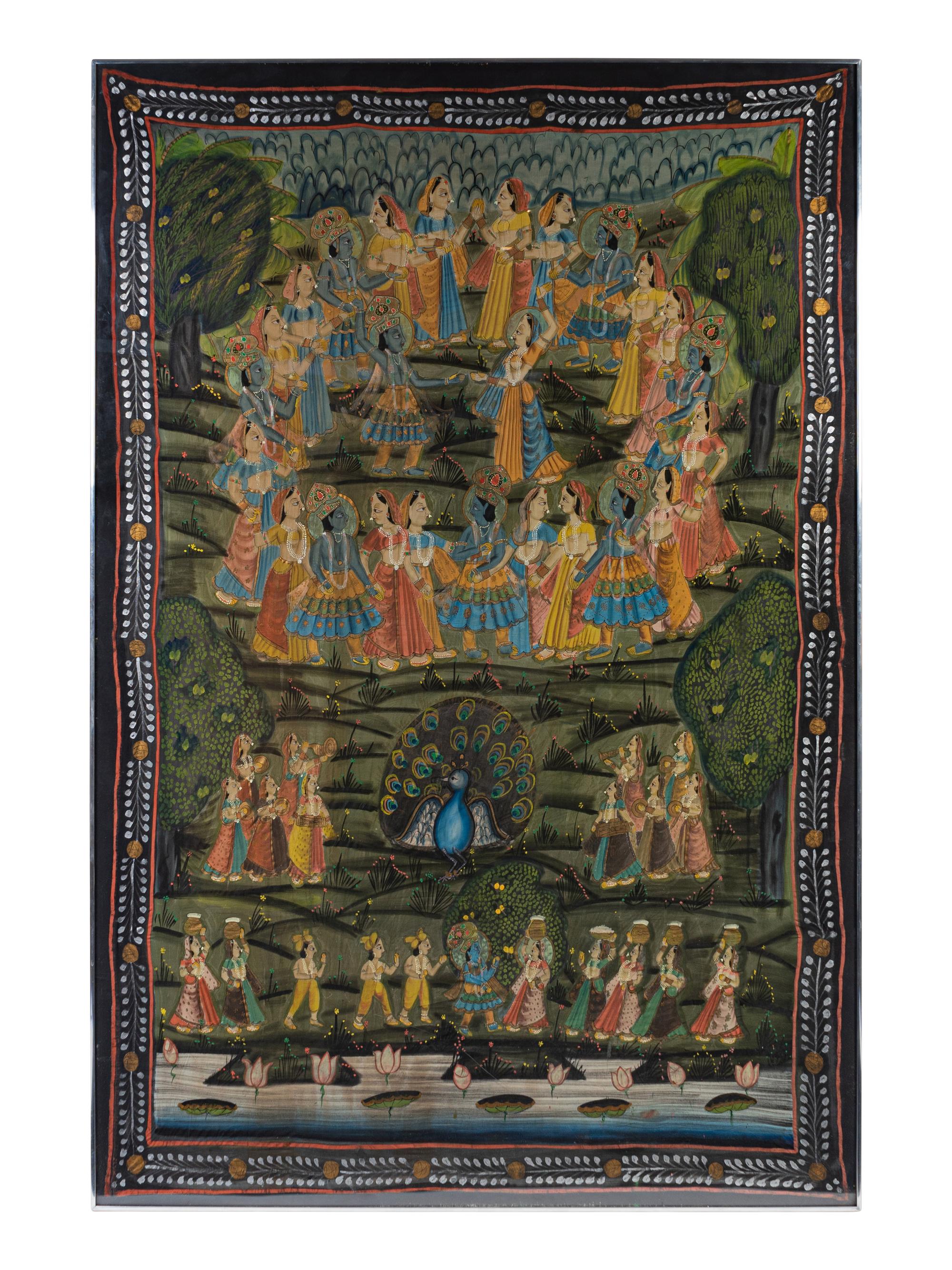 A Framed Indian Painting on Silk