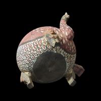 An Unusual Chinese Painted Pottery Jiaodou Vessel, Han Dynasty 漢 彩繪灰陶鐎斗