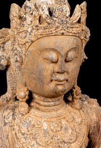 A Chinese Carved Stone Seated Buddha