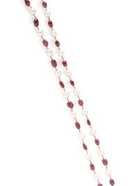 CULTURED PEARL AND COMPOSITE GEM NECKLACE