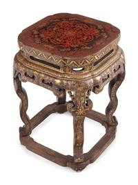 A Pair of Chinese Export Black Lacquer and Parcel-Gilt Low Tables