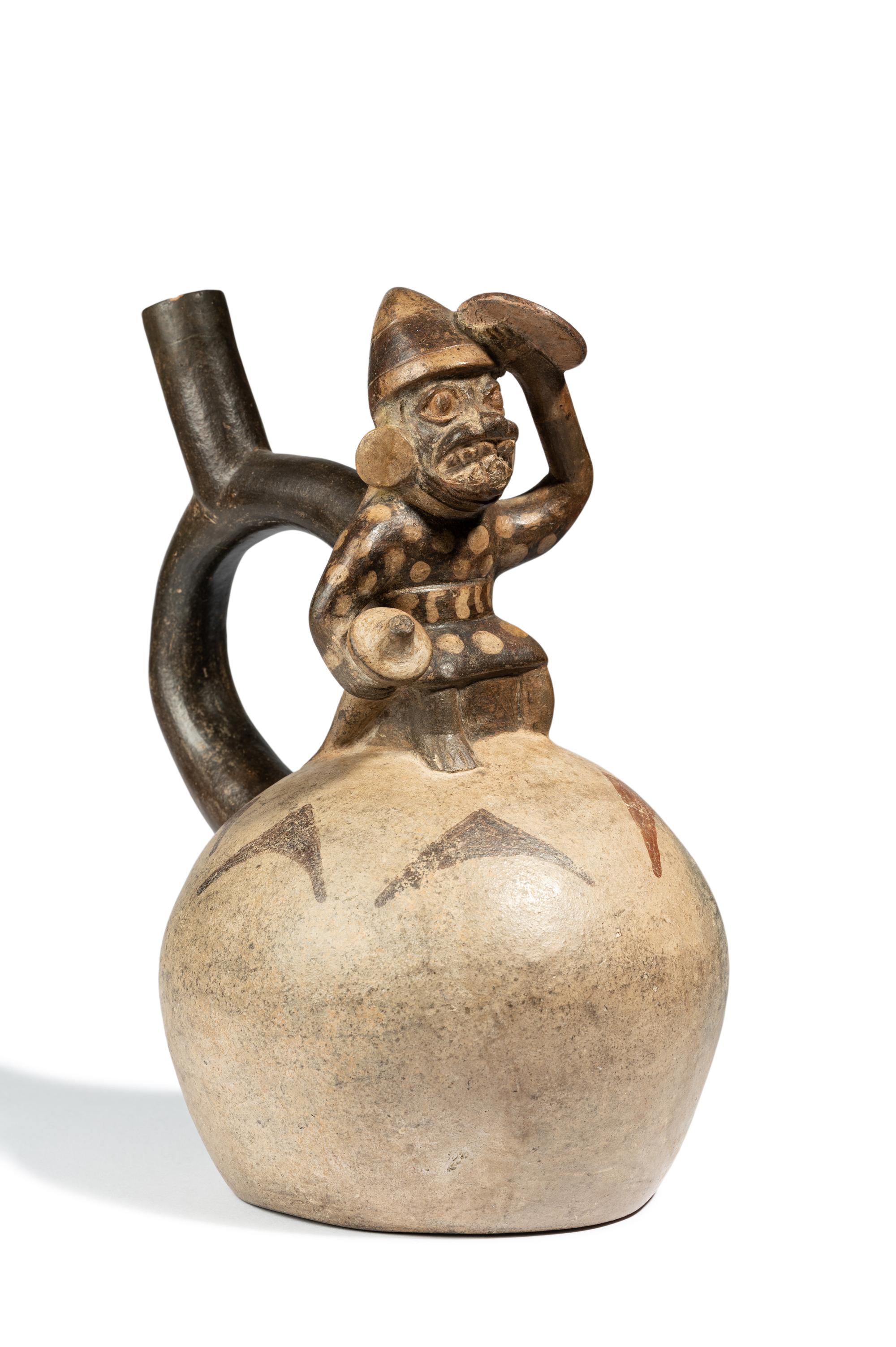 A Moche Stirup Vessel with Figure