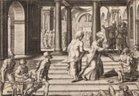 A group of five prints ( Descent from the Cross; The Raising of Tabitha, c. 1550; Untitled (A Saint's Blessing); Untitled (Benediction); Untitled (Saint in a Crowd), c. 1540)