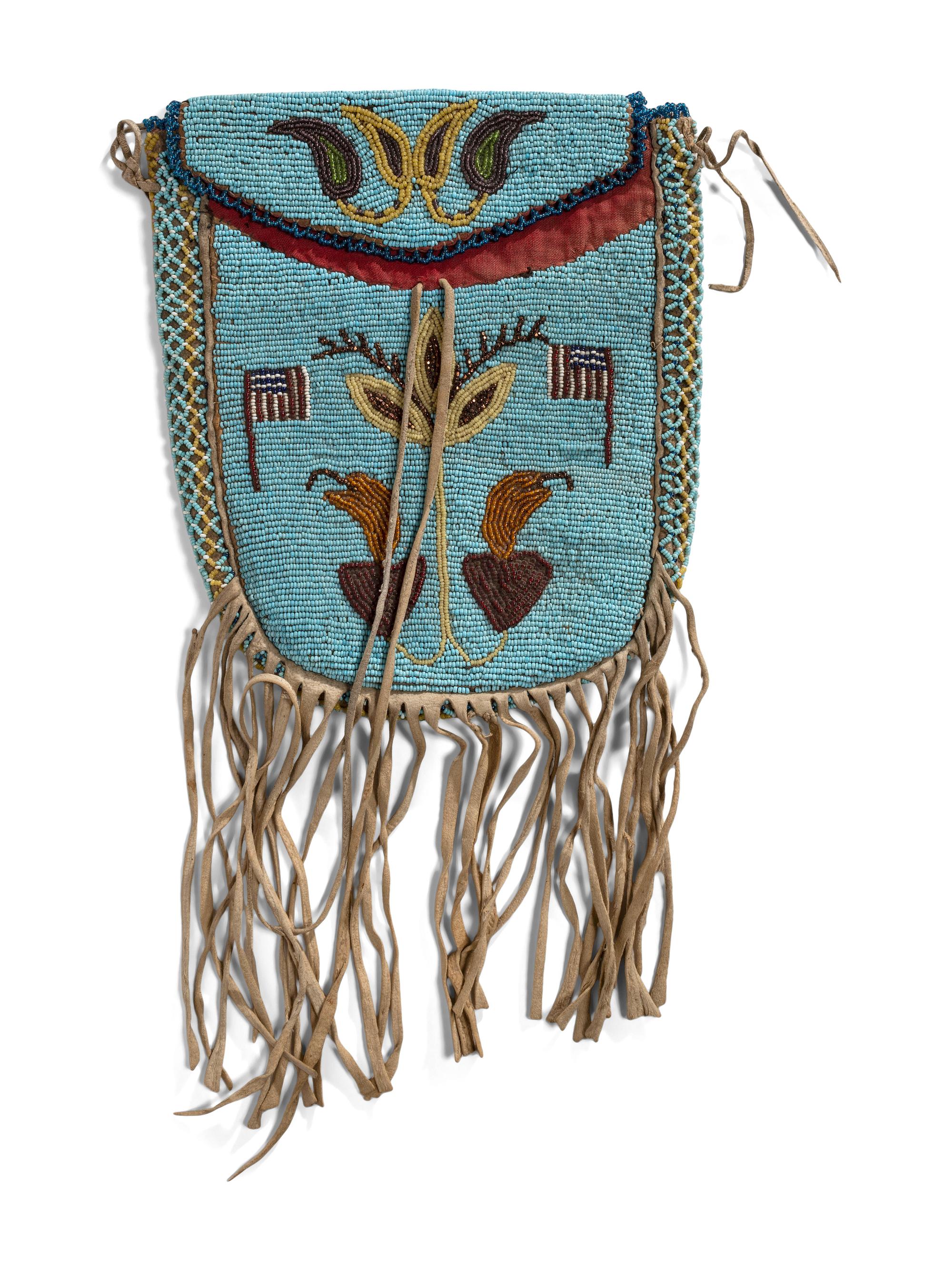 Shoshone Beaded Hide Belt Pouch, with American Flags