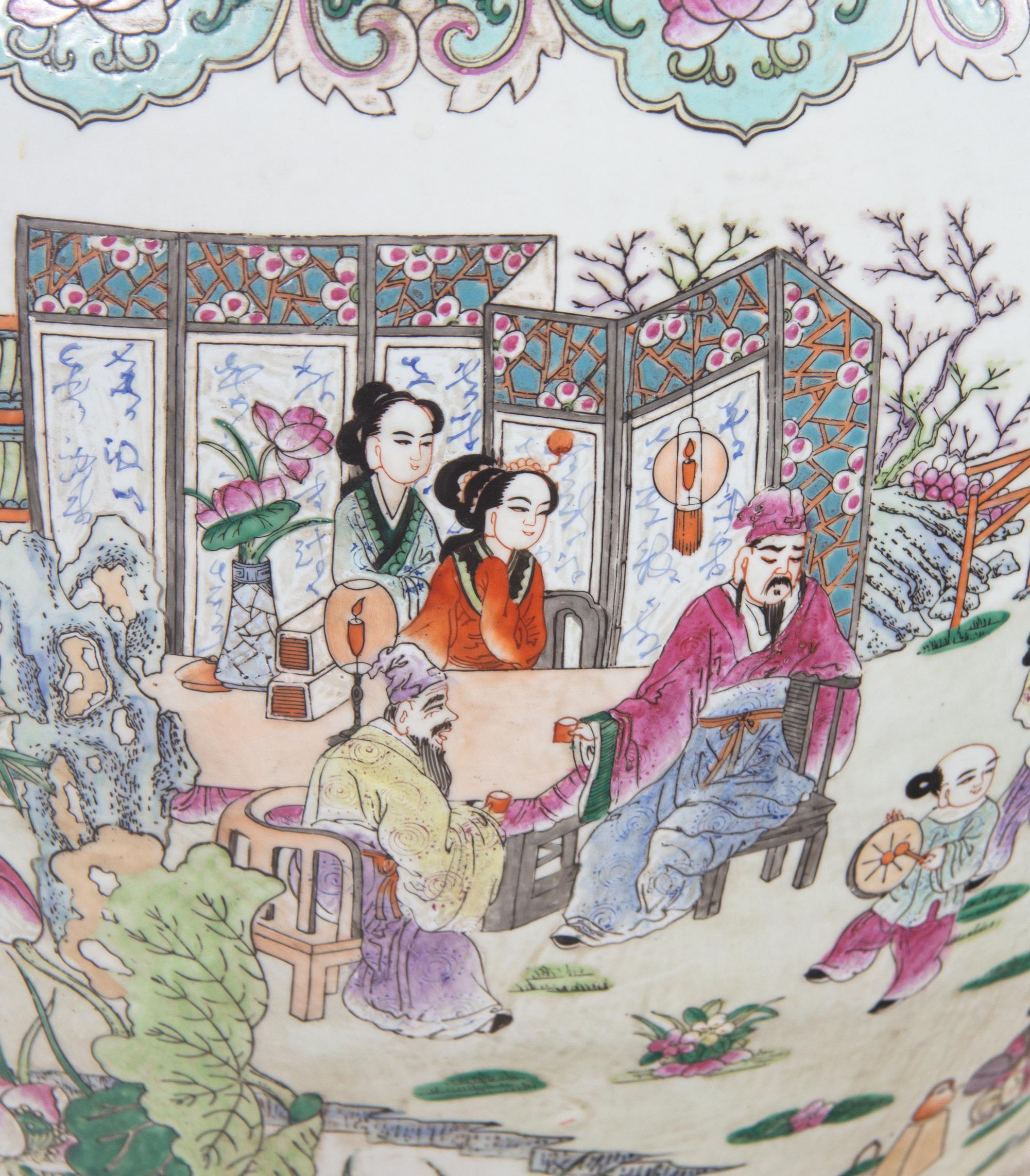 A Set of Three Chinese Enameled Porcelain Jardinières