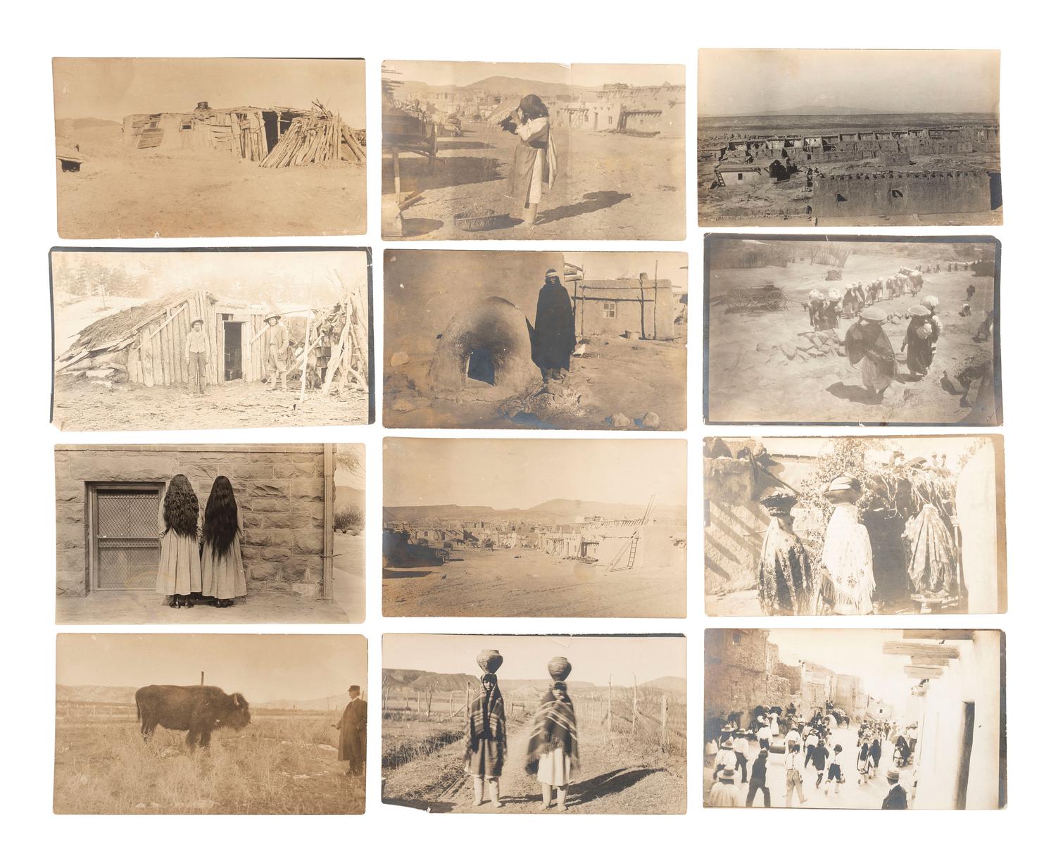 [NATIVE AMERICANS]. A collection of 73 silver gelatin and cyanotype photographs of Southern Plains Indians, several identified or credited to Bureau of Indian Affairs Dr. Ferdinand Shoemaker. Ca 1890s-early 1900s.