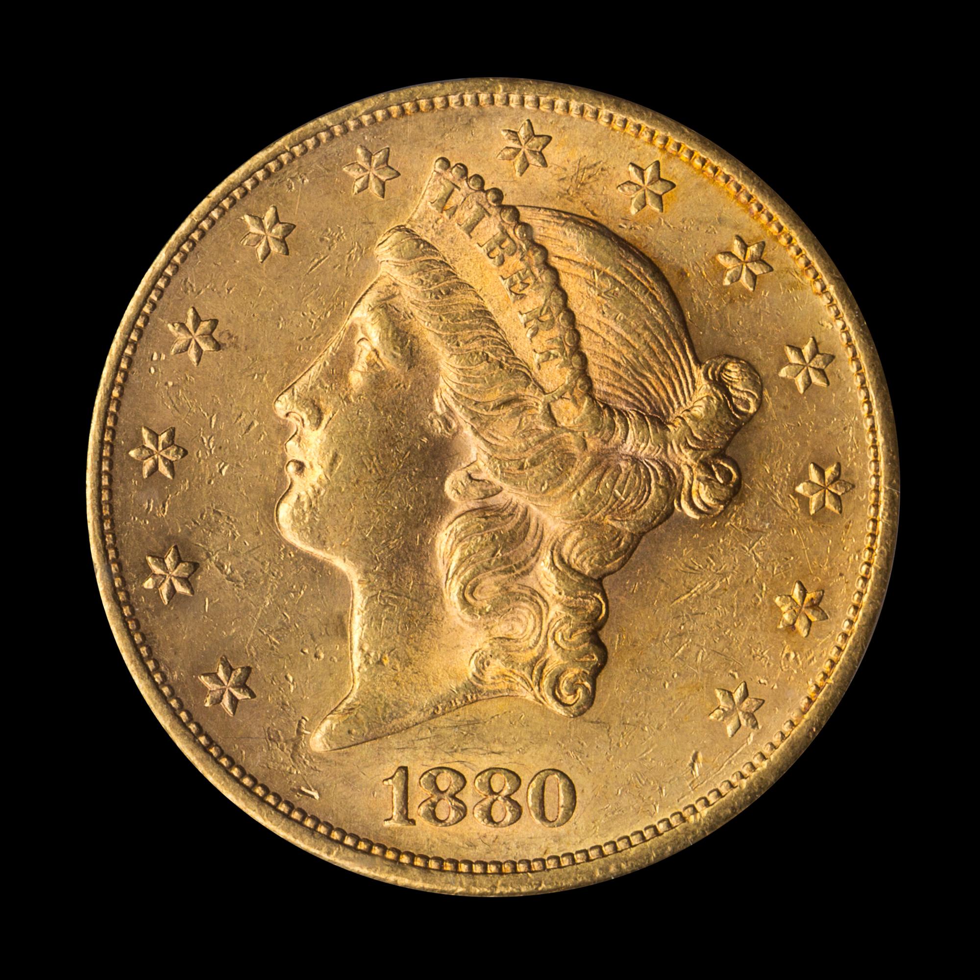 A United States 1880-S Liberty Head $20 Gold Coin