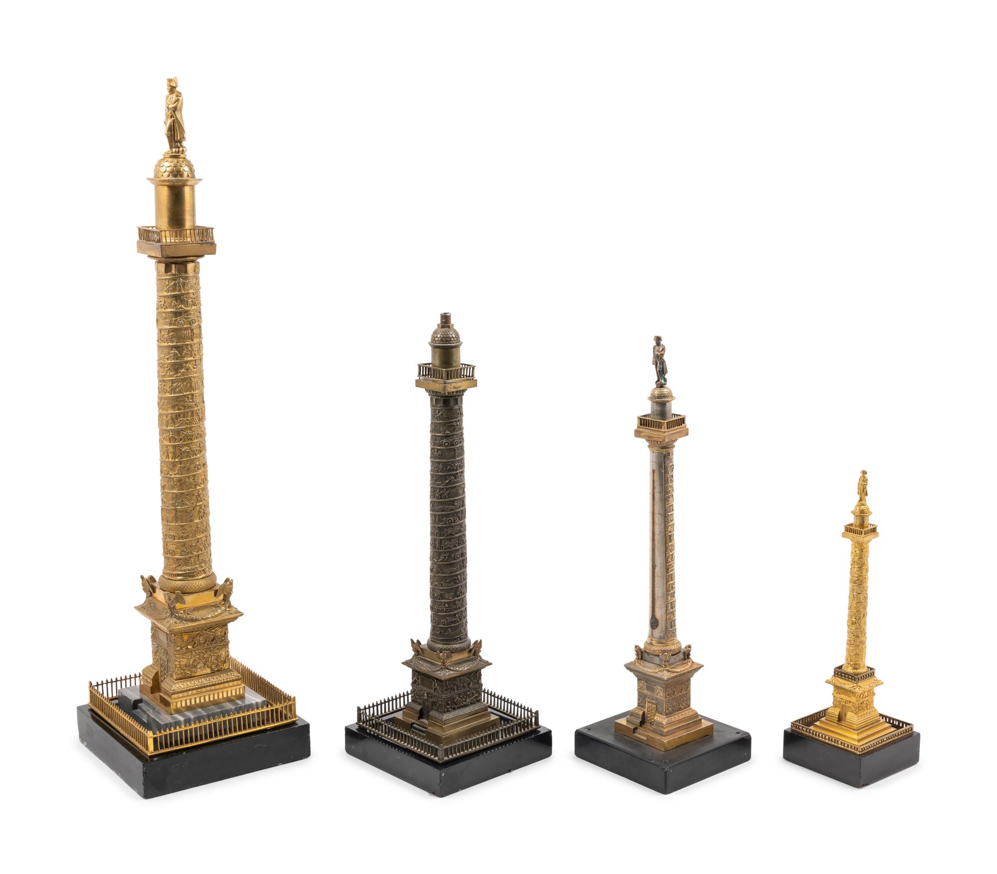 Four Bronze Models of the Colonne Vendôme