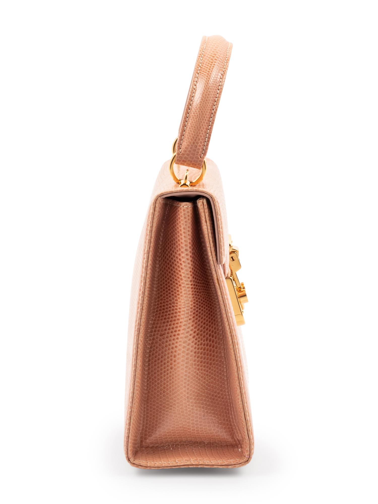 Gucci Pink Lizard Front Lock Handbag