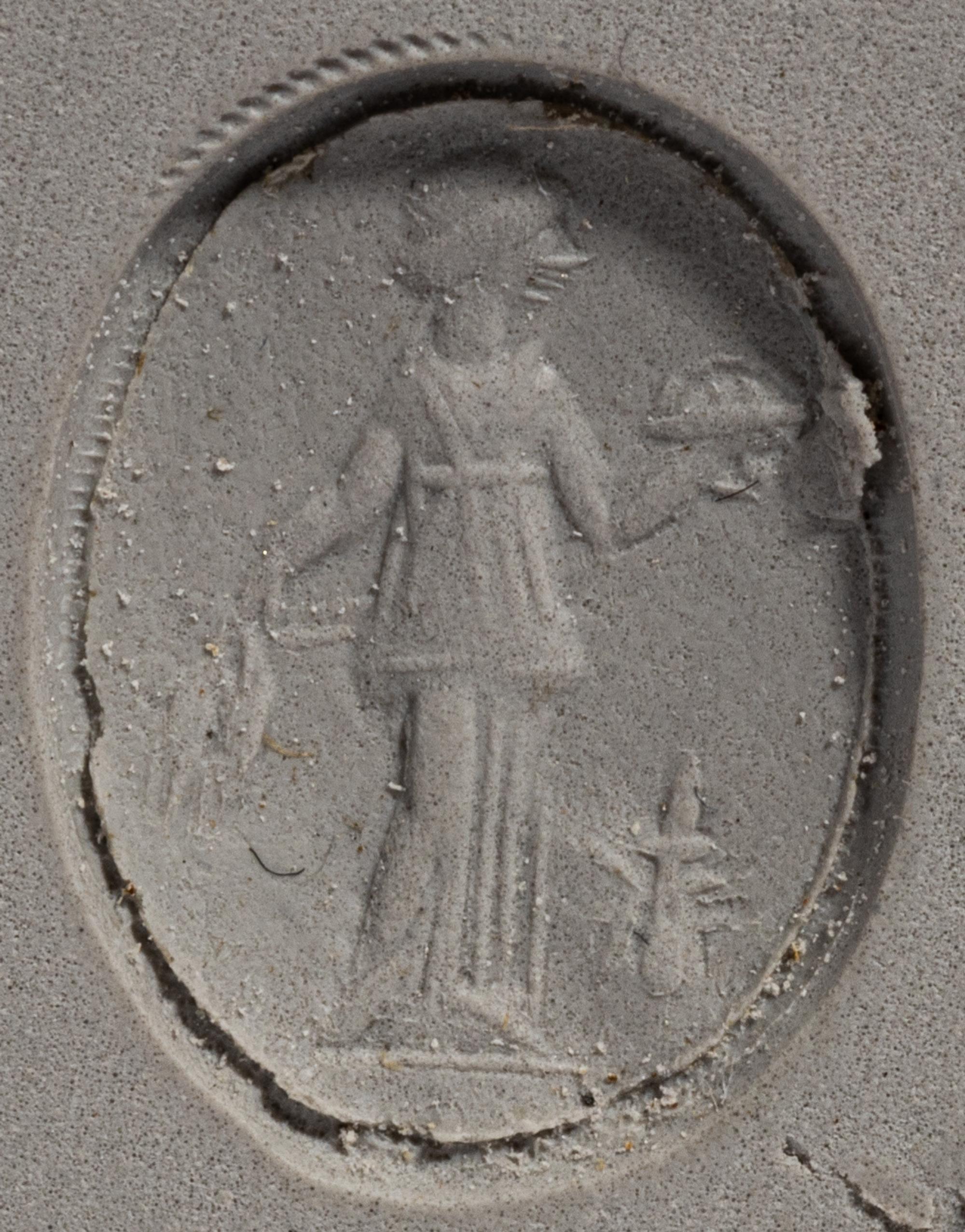 A Roman Carnelian Ring Stone with the Goddess Ceres — Set in a gold ring