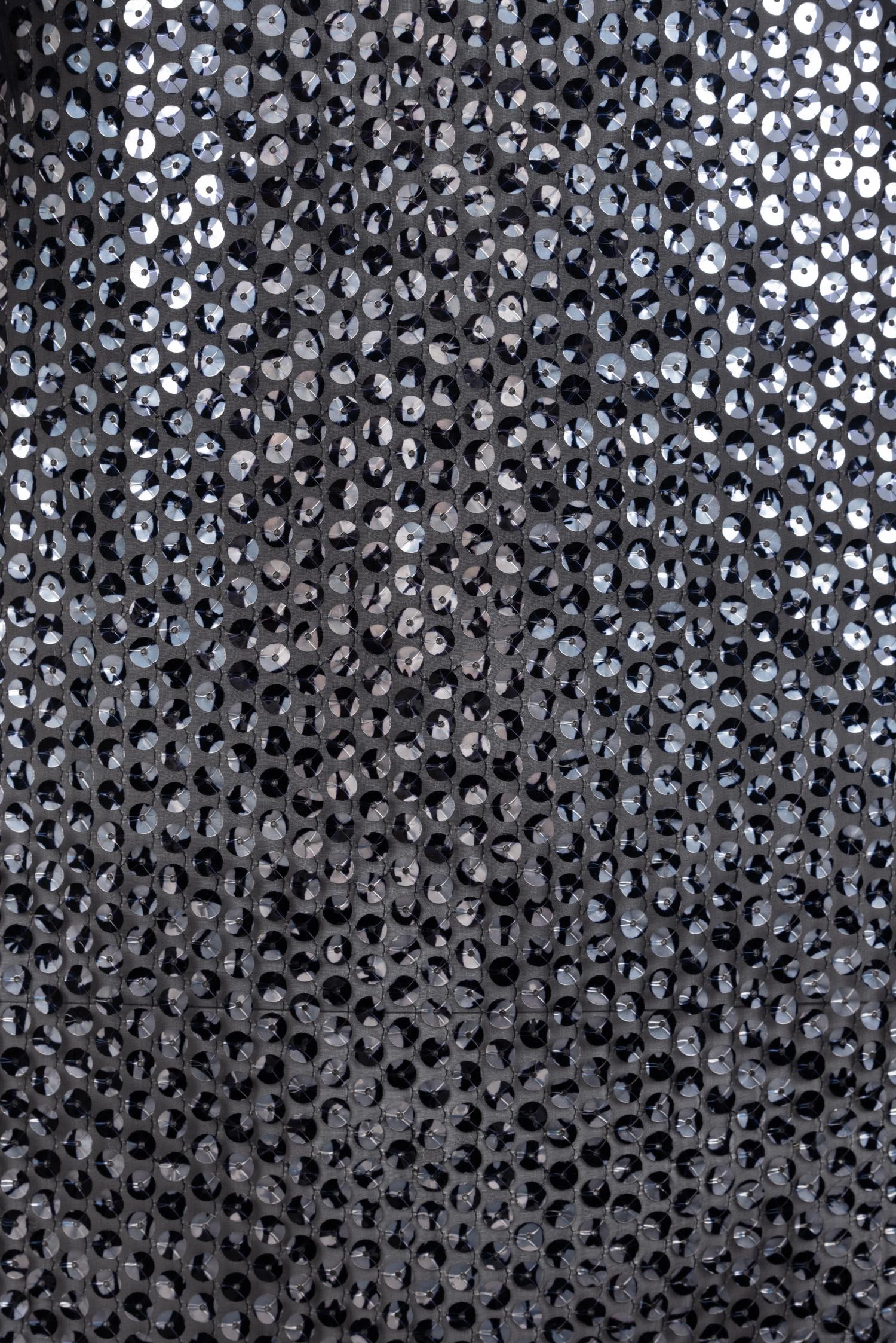 Unlabeled Sequined Dress with Feather Trim, 1970-90s