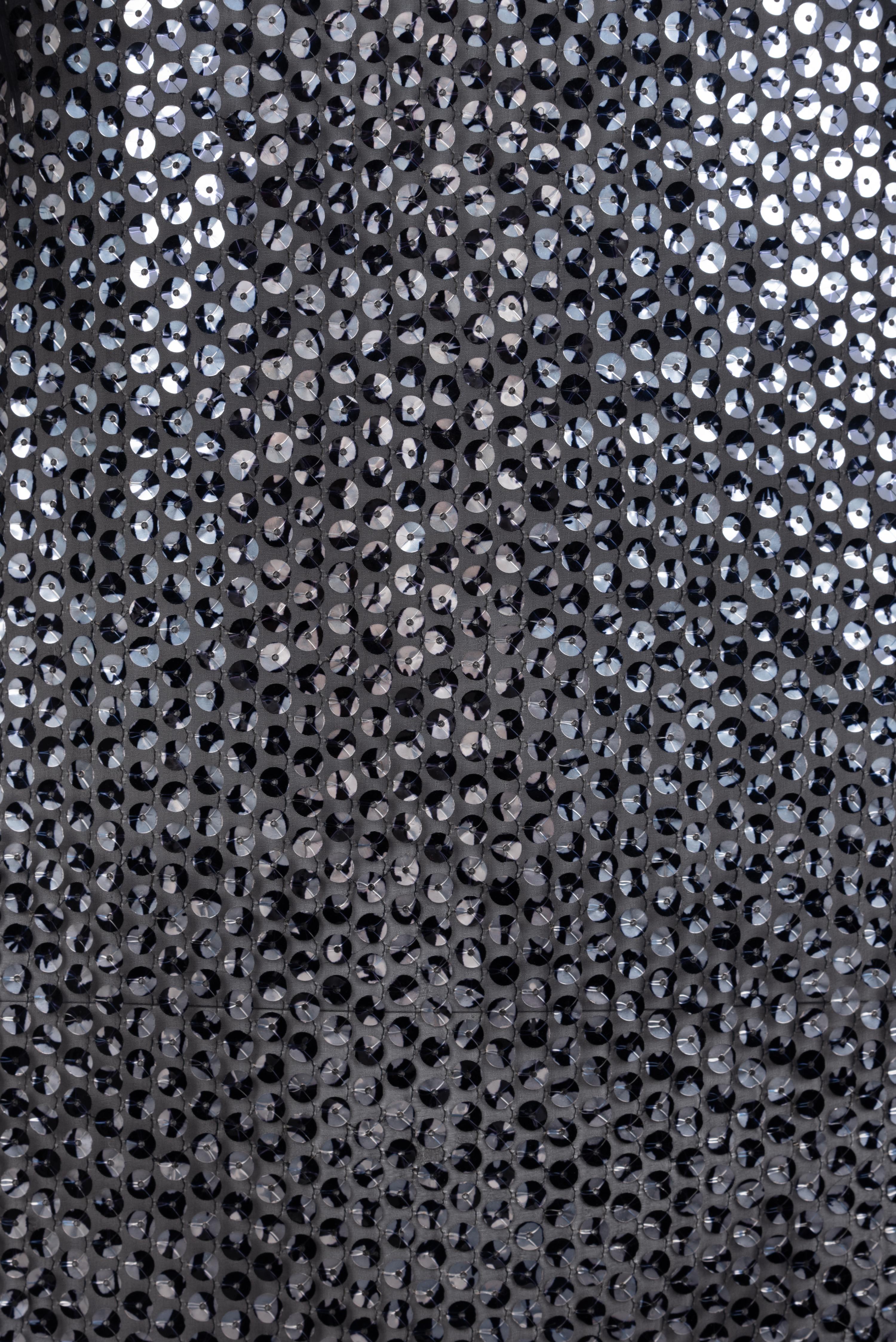 Unlabeled Sequined Dress with Feather Trim, 1970-90s