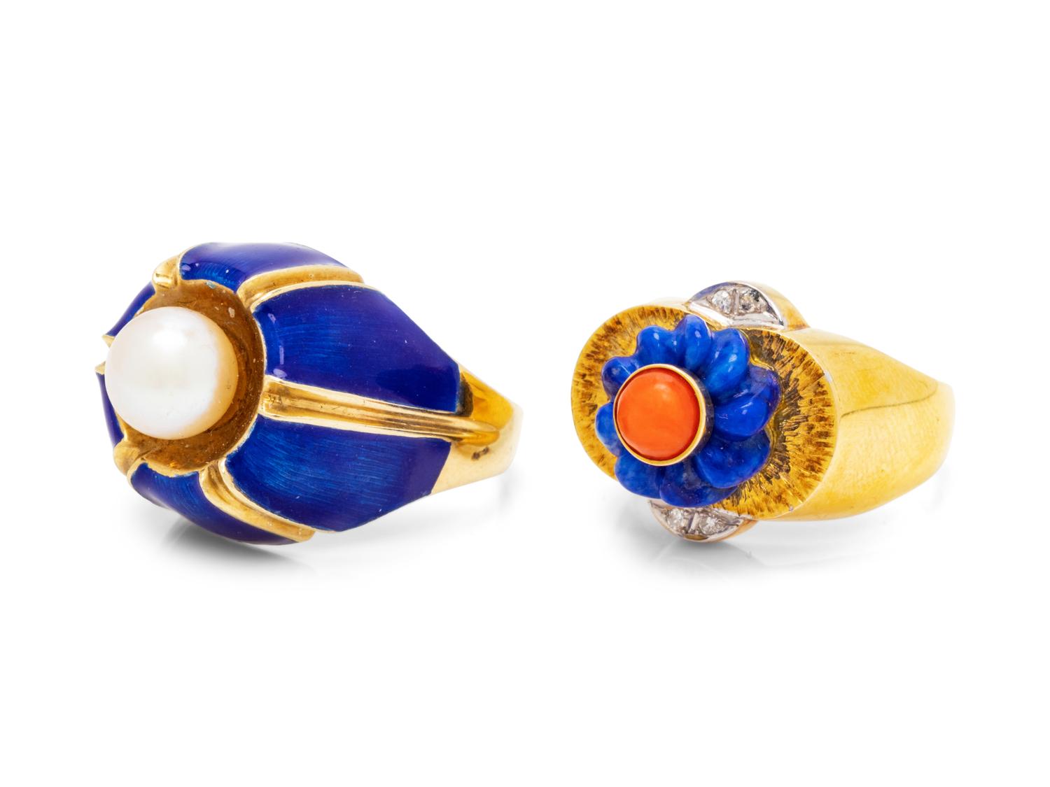 A Collection of 14 Karat Yellow Gold Rings,