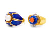 A Collection of 14 Karat Yellow Gold Rings,