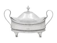 An Irish George III Silver Cobalt Glass-Lined Covered Dish