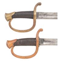 Two US Model 1840 Artillery Sabers with Scabbards, 1st and 2nd Patterns