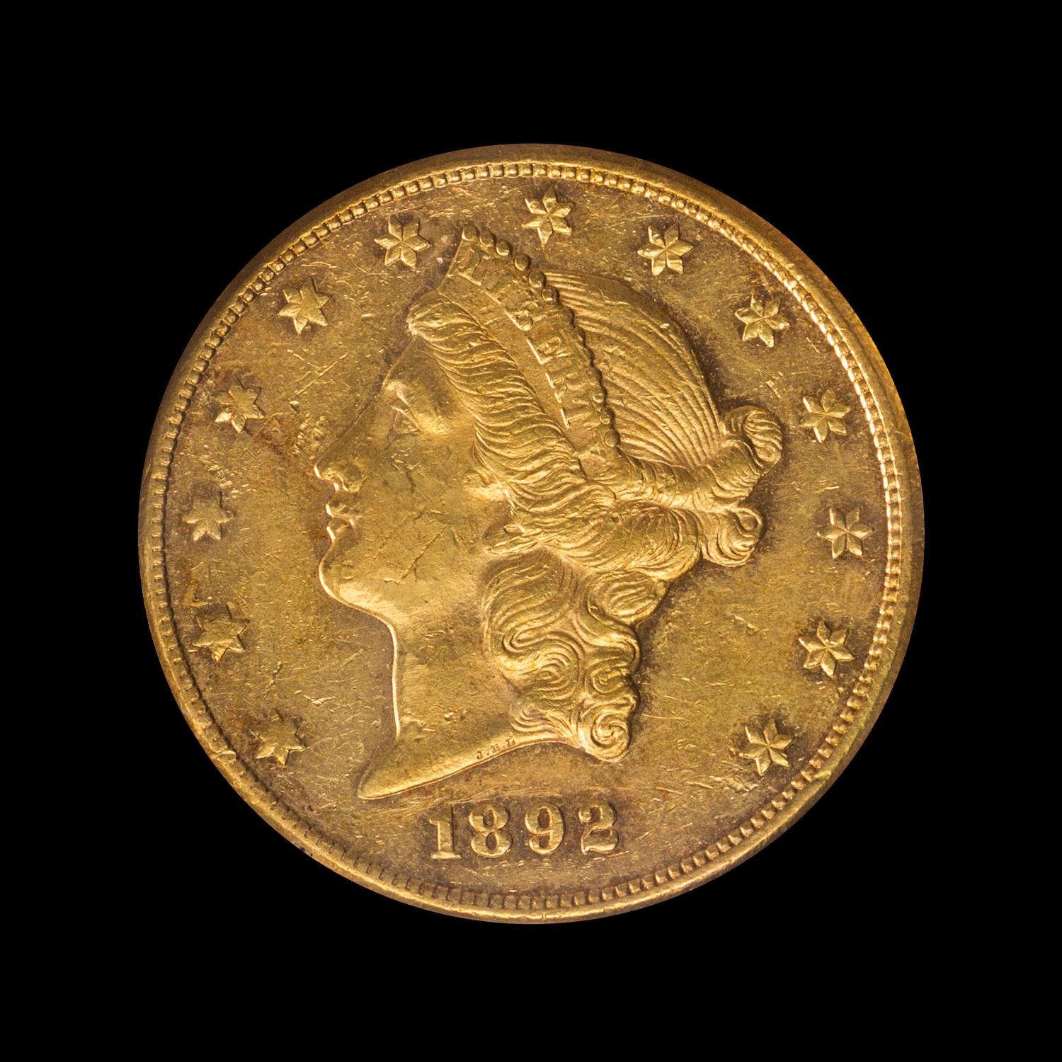 A United States 1892-CC Liberty Head $20 Gold Coin