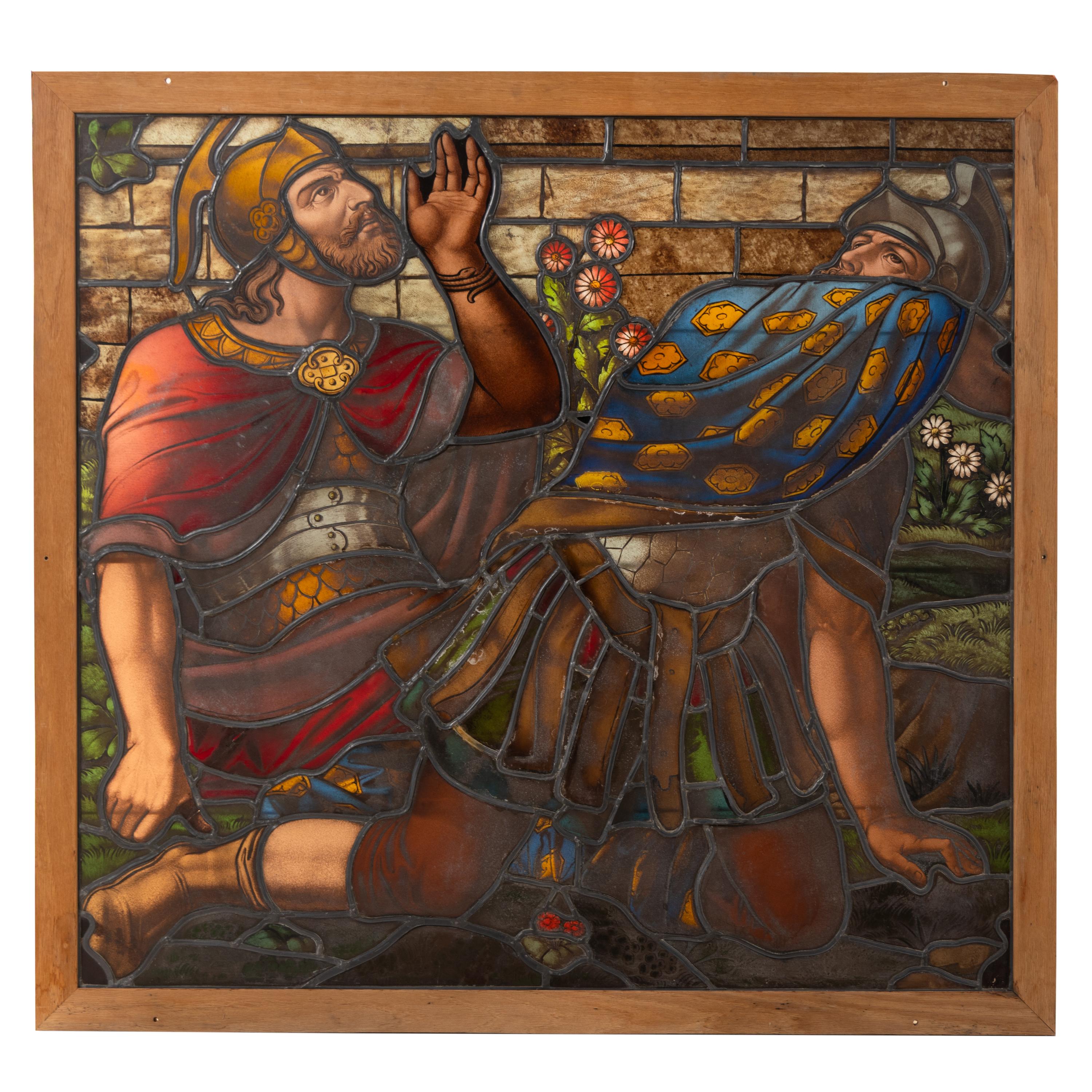 A French Leaded and Stained Glass Panel