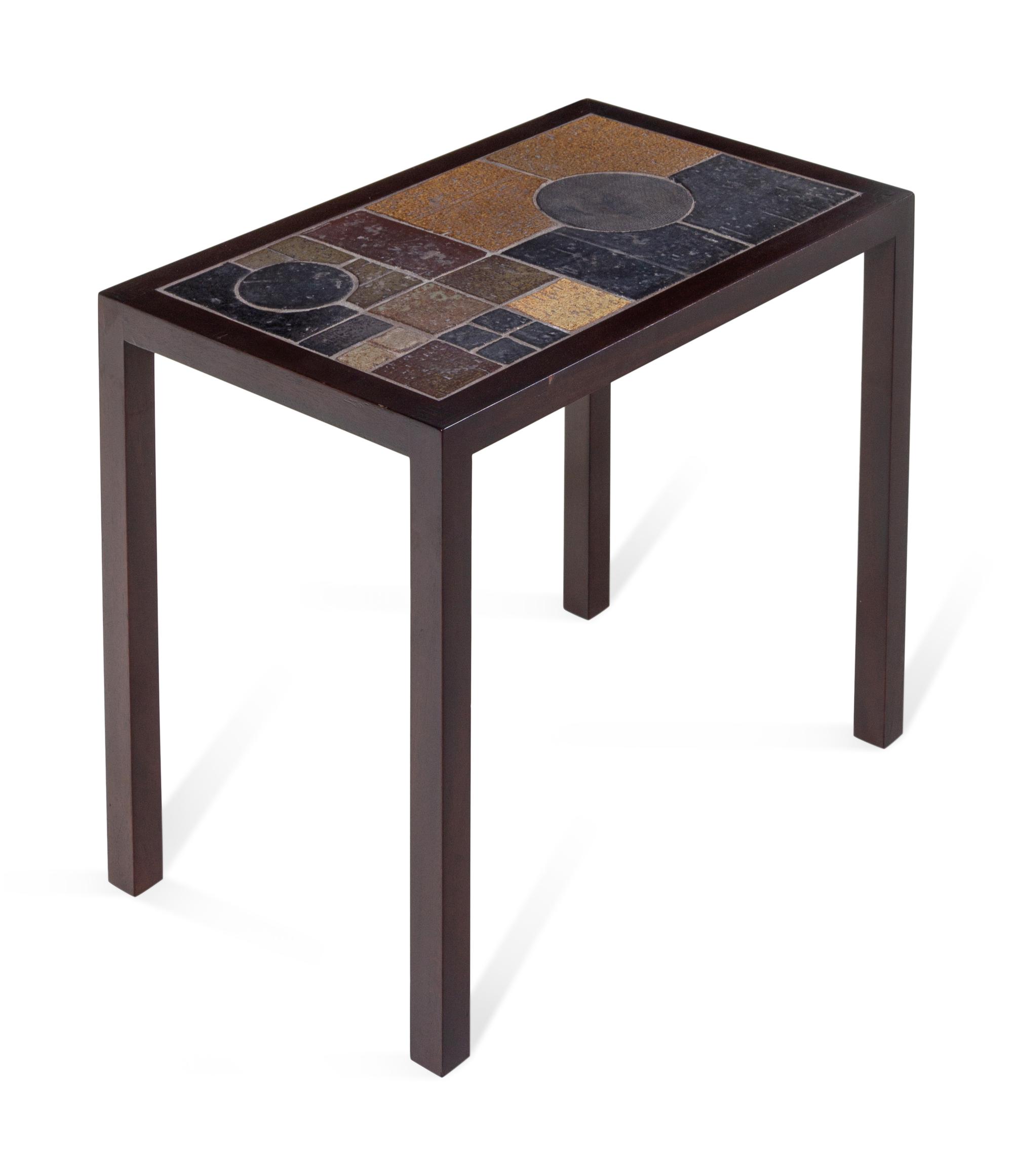 Side Table with Ceramic Tile Top, Haslev Møbelsnedkeri, Denmark