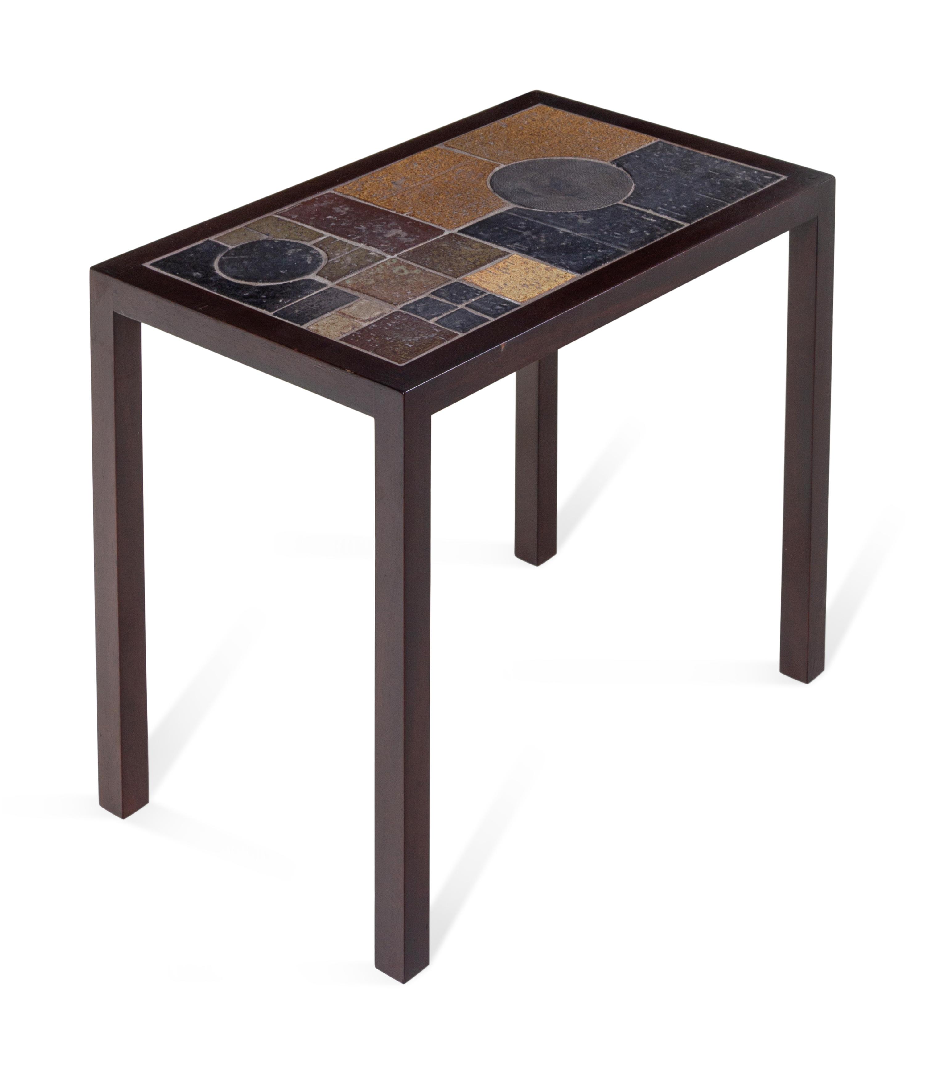Side Table with Ceramic Tile Top, Haslev Møbelsnedkeri, Denmark