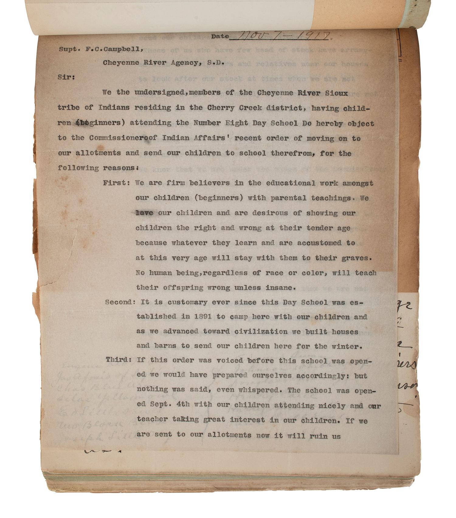 [NATIVE AMERICAN]. Papers associated with the Sioux, Assiniboine, and Ponca Nations, ca early 1900s.