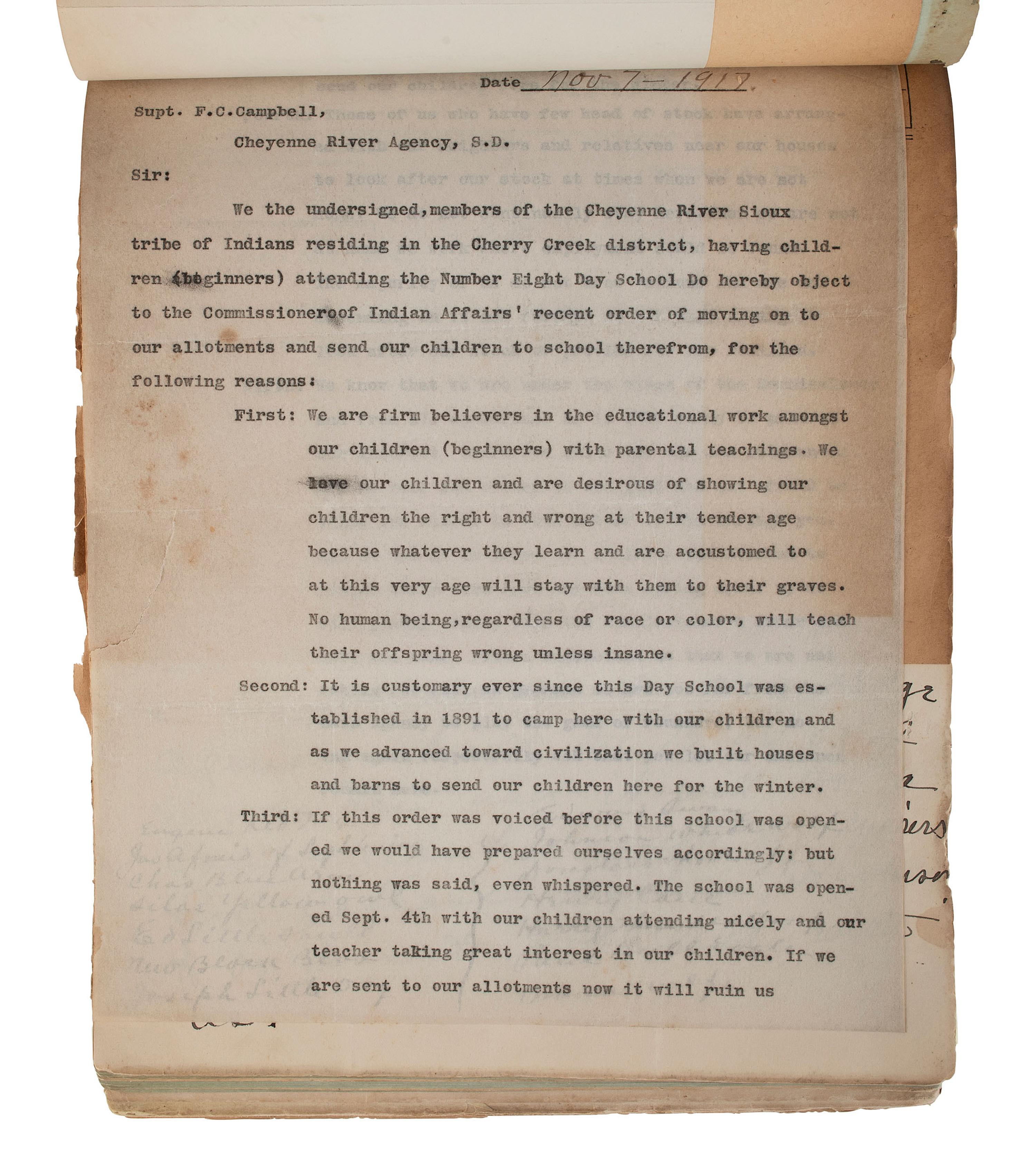 [NATIVE AMERICAN]. Papers associated with the Sioux, Assiniboine, and Ponca Nations, ca early 1900s.