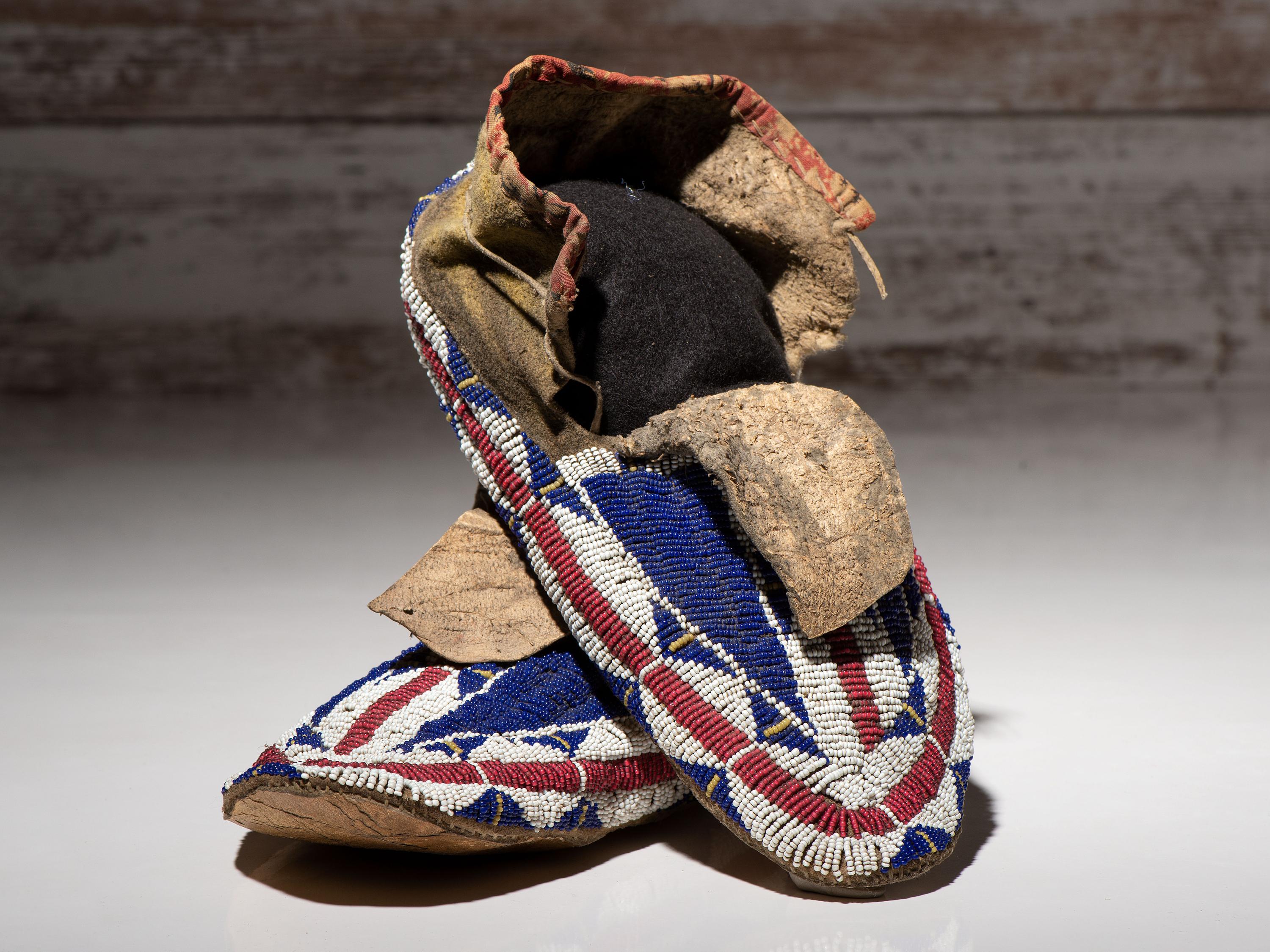 Sioux Beaded Hide Moccasins