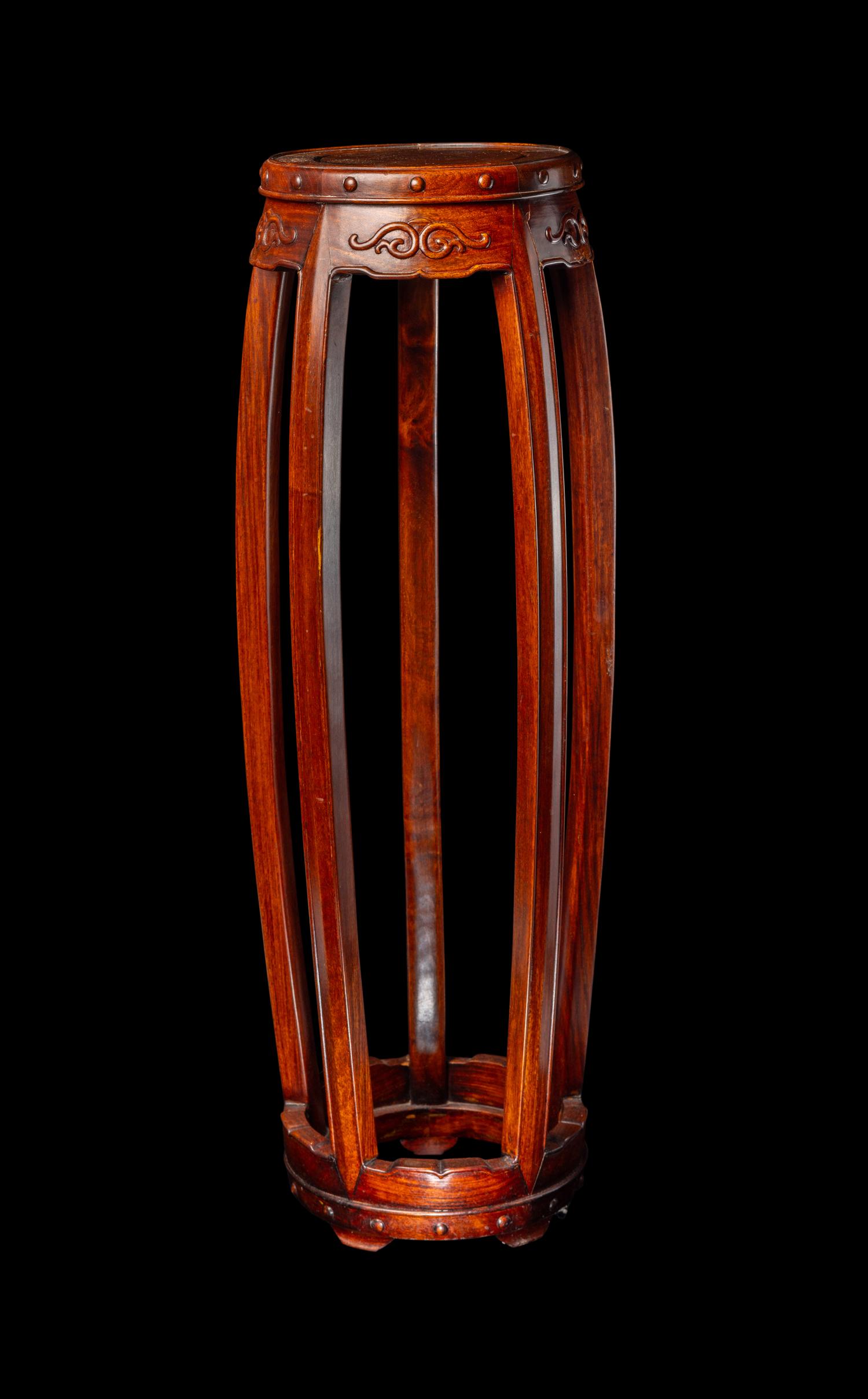 A Chinese Hardwood Barrel-Form Stand, Huaji