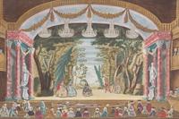 A Hand-Colored Engraving Depicting a Theater Scene Framed 12 x 15 inches. — 19TH CENTURY