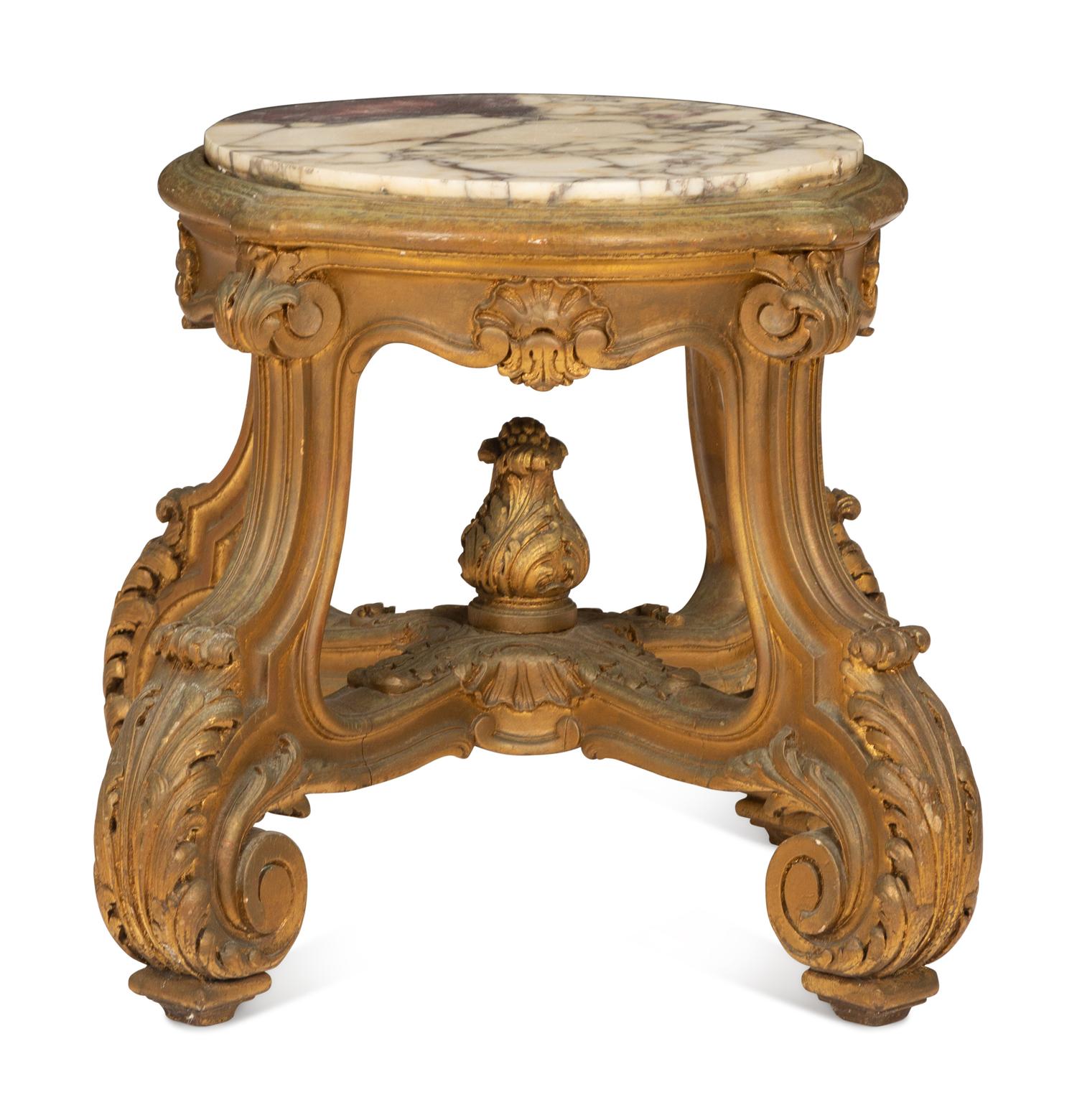 An Italian Giltwood Low Marble-Top Table