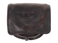 [CIVIL WAR]. Confederate cap pouch with carved initials.