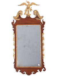 A Chippendale Parcel Gilt and Carved Mahogany Looking Glass