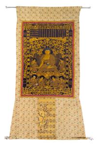 A Set of Seven Chinese Imperial Brocade Thangka QING DYNASTY Approximately 61 1/2 x 36 1/2 inches. — QING DYNASTY