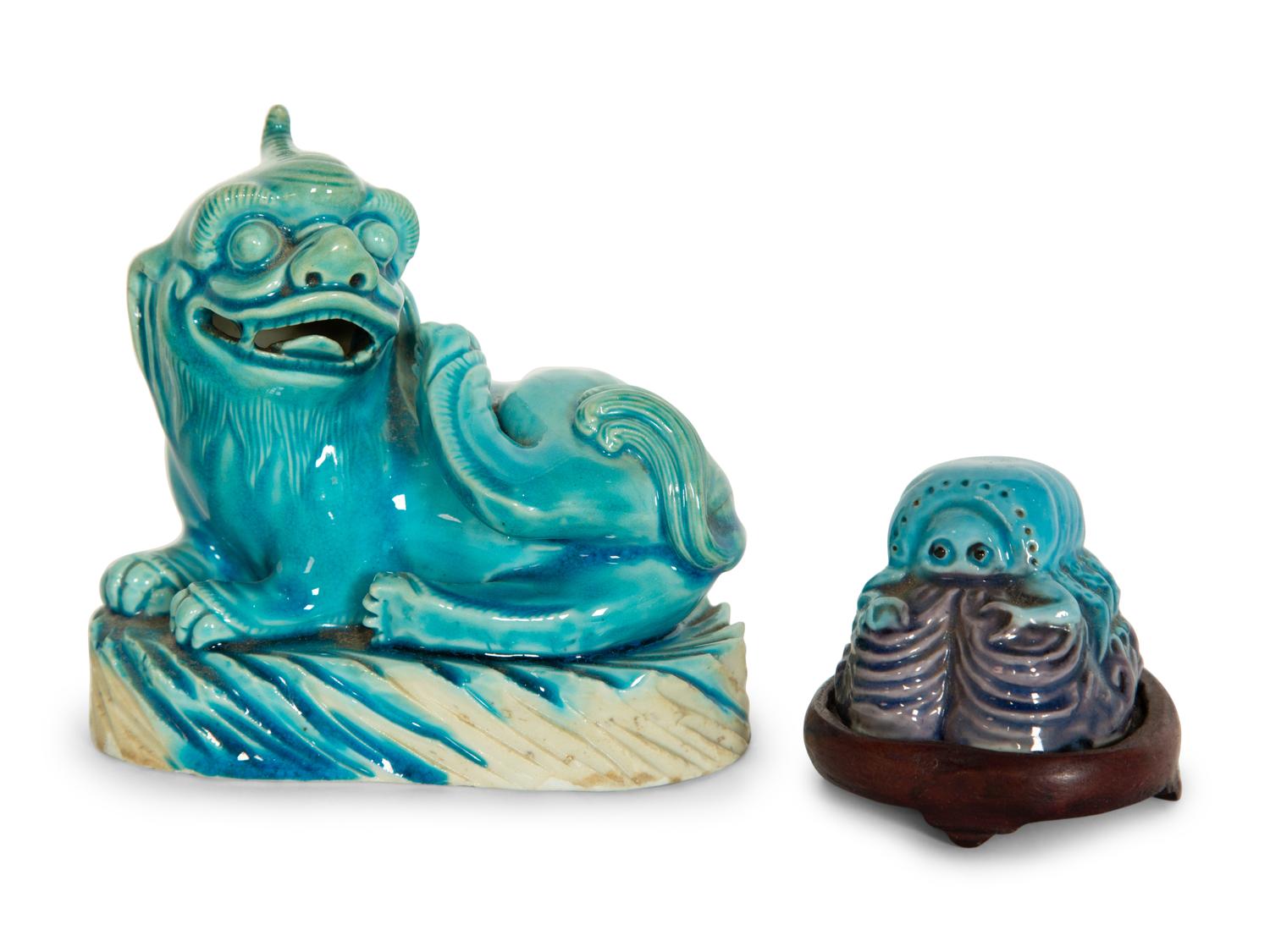 A Group of Chinese Turquoise Glazed Articles