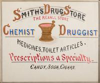 Five Framed Specialty Shop Advertising Hand Colored Prints and Watercolors