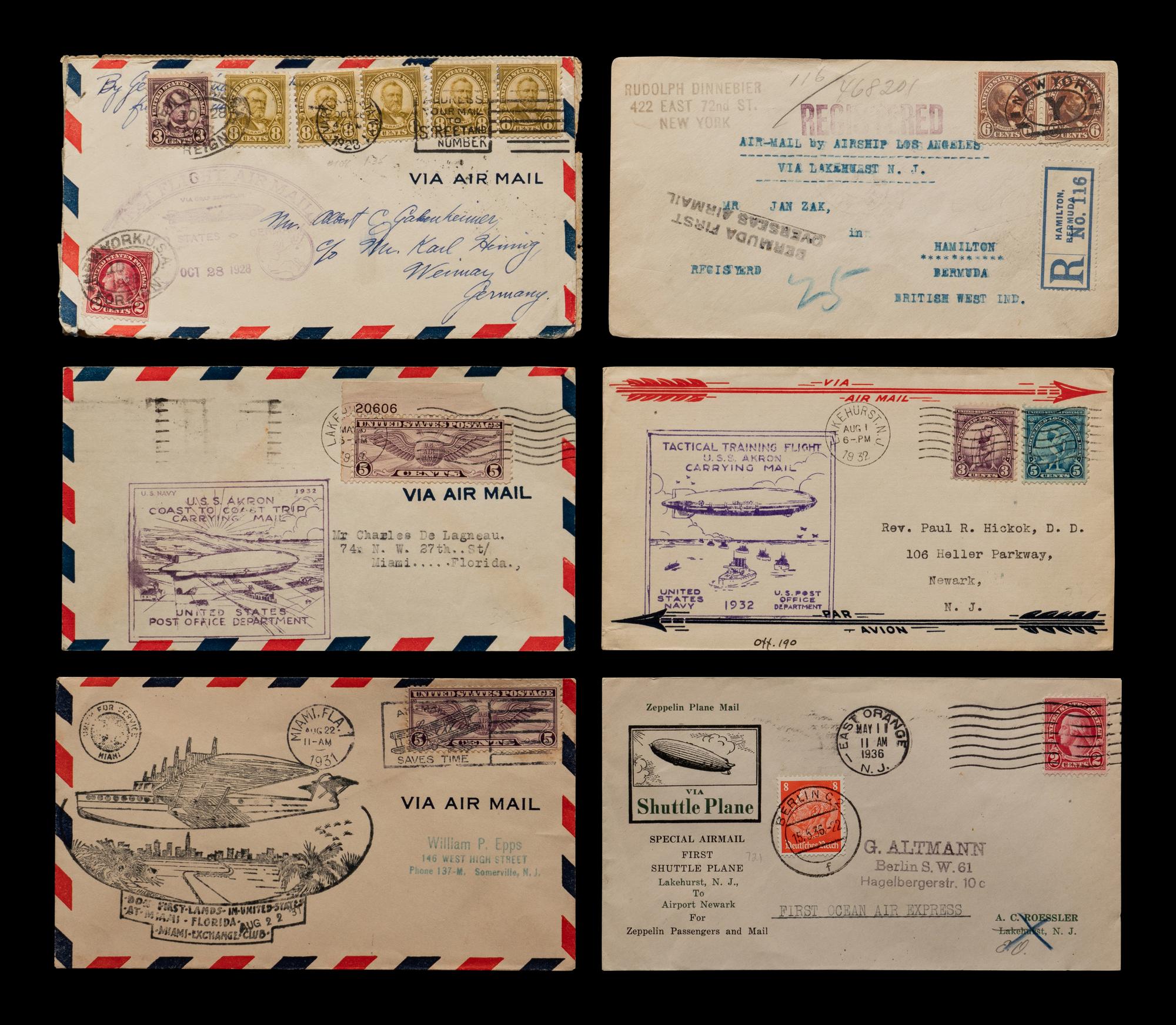 [FLIGHT COVERS] A Collection of United States Dispatched Zeppelin Flight Covers