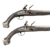 Pair of 19th Century Middle Eastern Flintlock Holster Pistols