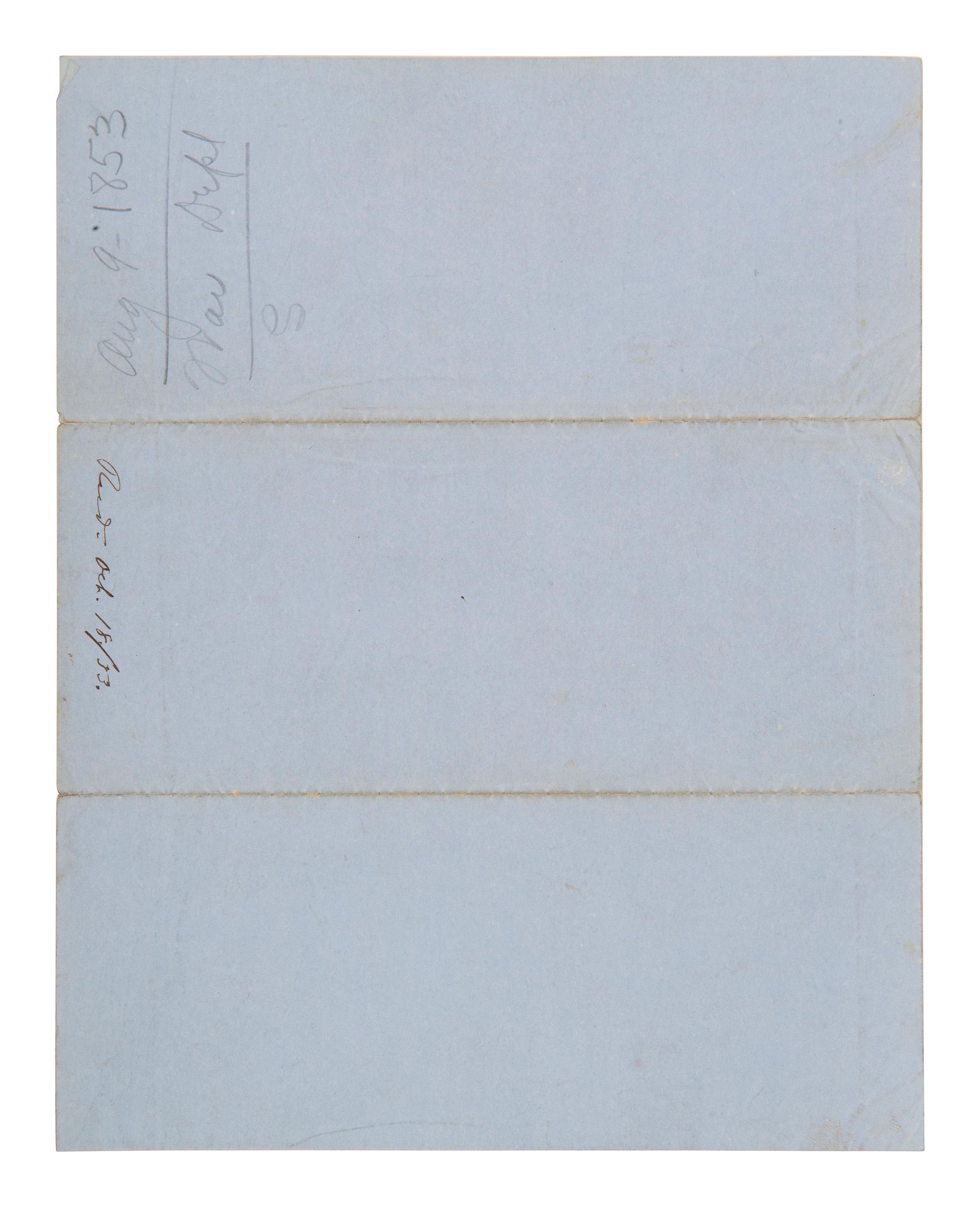DAVIS, Jefferson (1808-1889). Partly printed document accomplished in manuscript signed ("Jeffer Davis"), as US Secretary of War. Washington, DC, 9 August 1853. SECRETARY OF WAR JEFFERSON DAVIS PROMOTES ULYSSES S. GRANT TO RANK OF CAPTAIN.