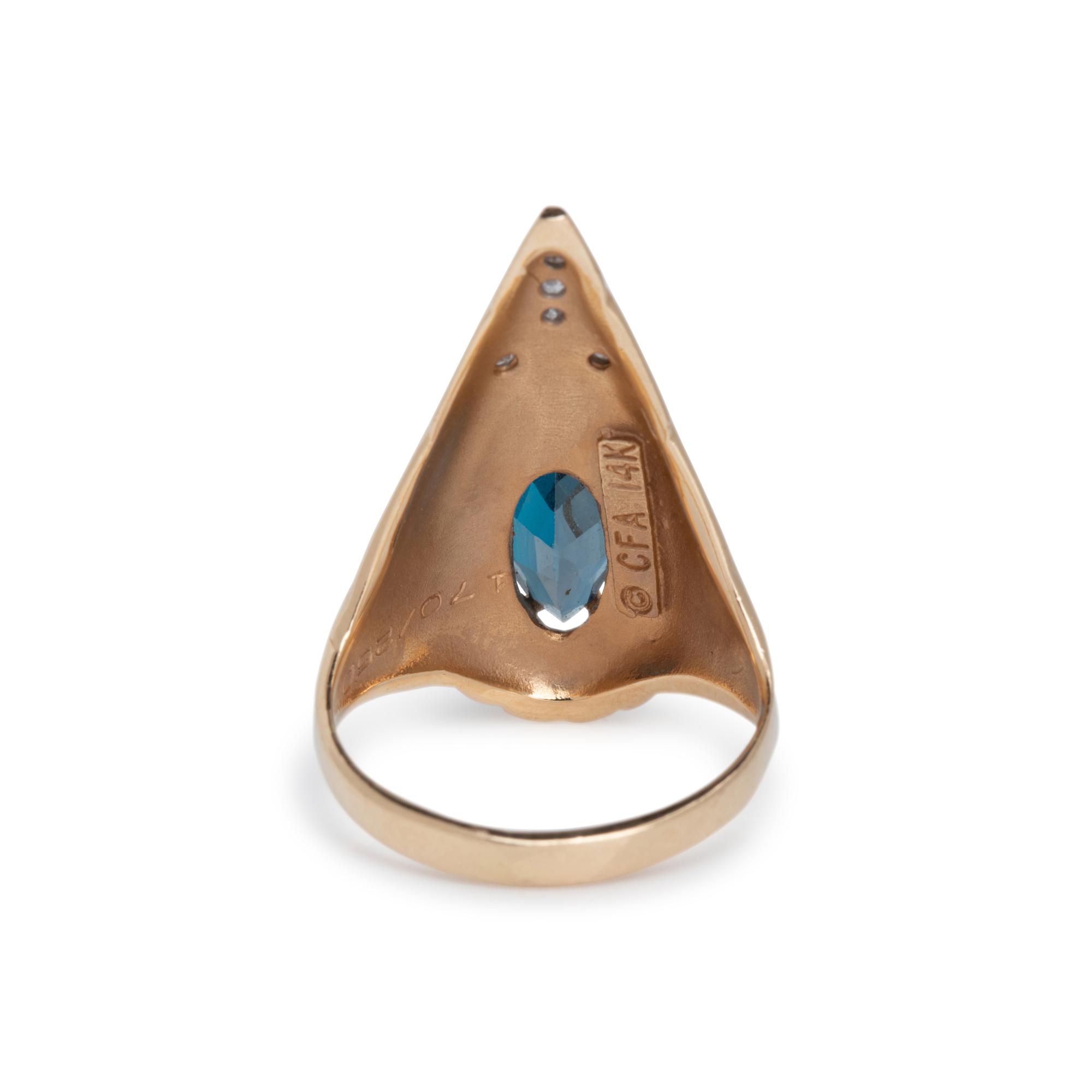 ERTÉ, YELLOW GOLD, BLUE TOPAZ AND DIAMOND LIMITED EDITION 'PEACOCK' RING