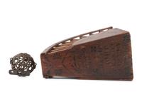 A Stenciled Wood Stratton & Bird Countertop Bag Rack