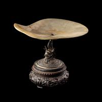 A Chinese Export Silver and Mother-of-Pearl Stem Plate