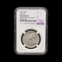 A 1928 Hawaii-Captain Cook Commemorative 50c Coin [NGC-UNC Details-Cleaned]