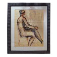 A Framed Pastel Figural Drawing 26.25" W x .5" D x 31.25" H — United States, 20th Century