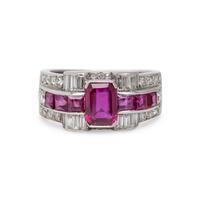 LATE ART DECO BURMESE RUBY, DIAMOND AND RUBY RING