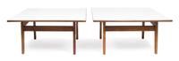 Three Walnut Low Tables The first: height 15 x length 72 x depth 21 inches. — JENS RISOM